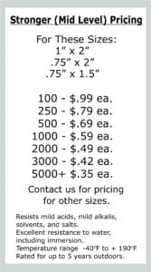 Pricing for our Permanent Labels For Equipment