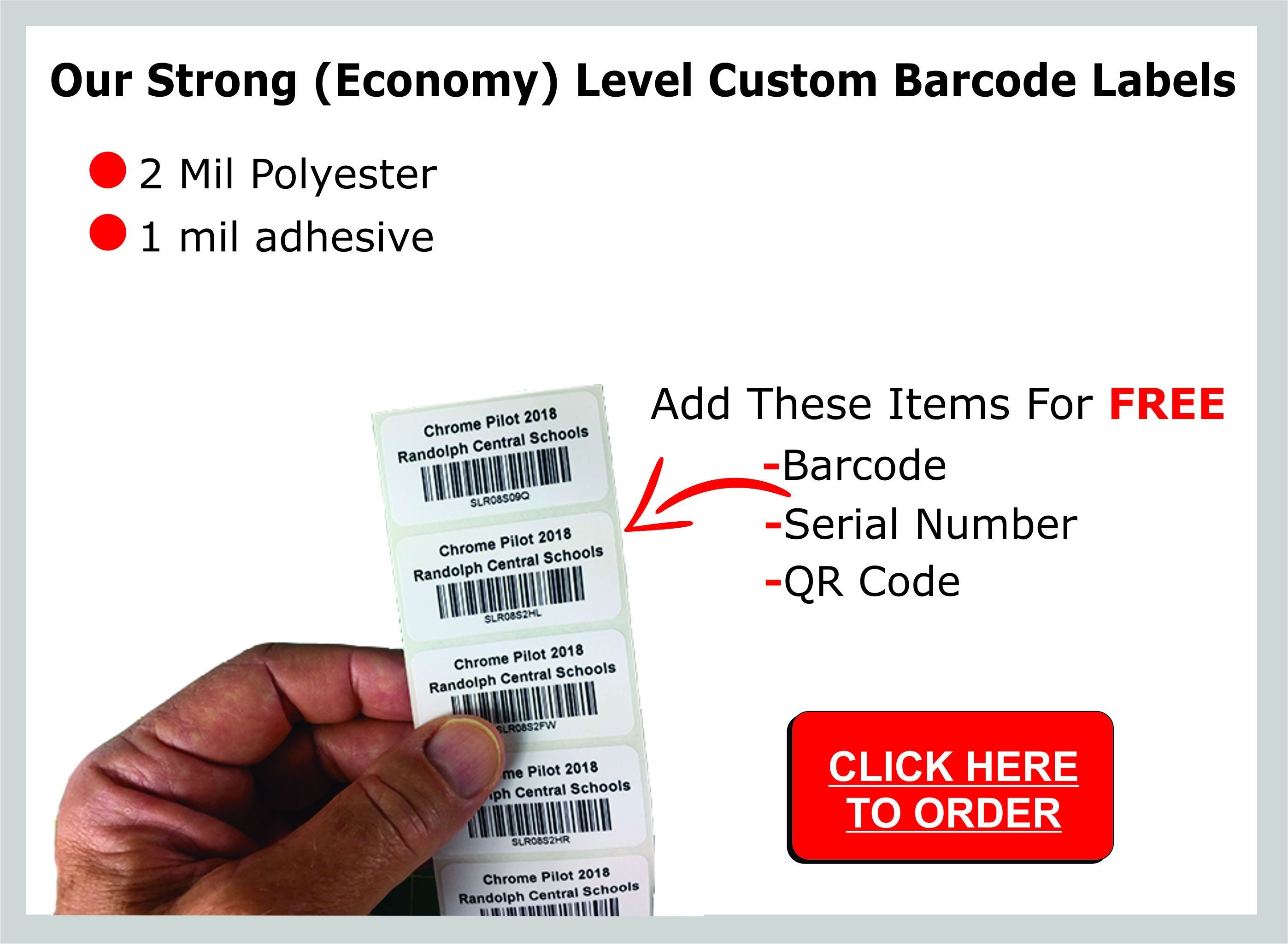 Custom Barcode Labels 3m Adhesive Strong Asset Tags 2926