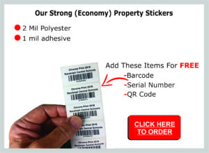 Order your Property Of Stickers from Strong Asset Tags