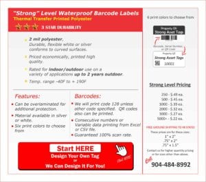 strong waterproof barcode labels