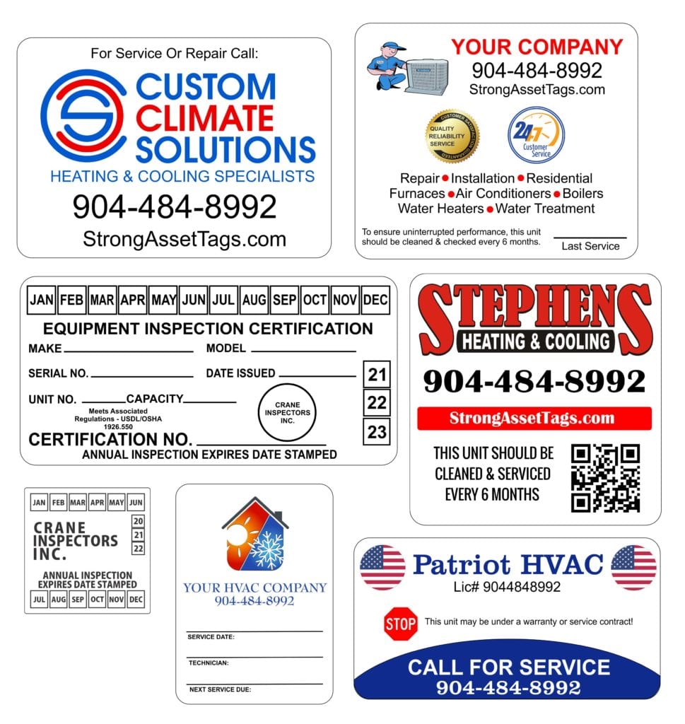 SERVICE STICKERS FOR HVAC PHOTO Strong Asset Tags