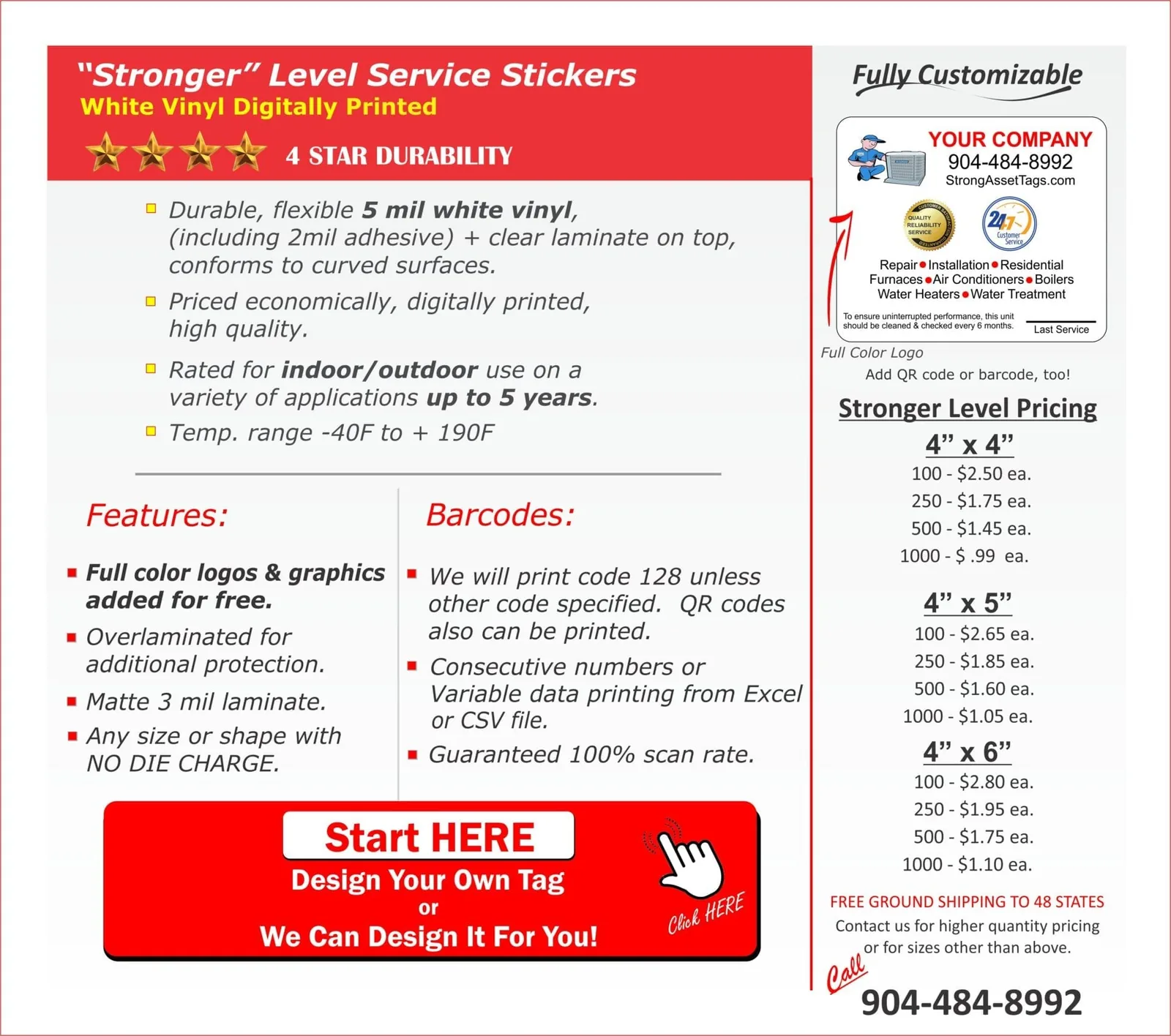 Stronger tier HVAC service stickers
