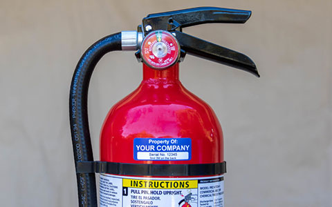 fire extinguisher with asset tag