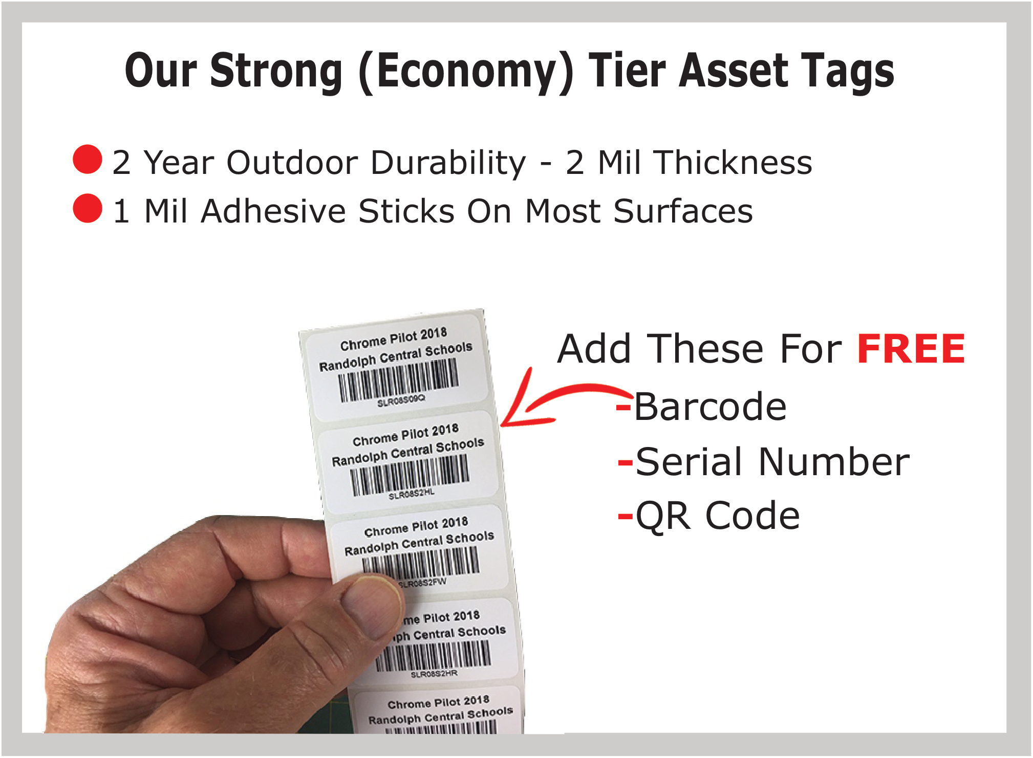 Barcode asset labels on Strong construction