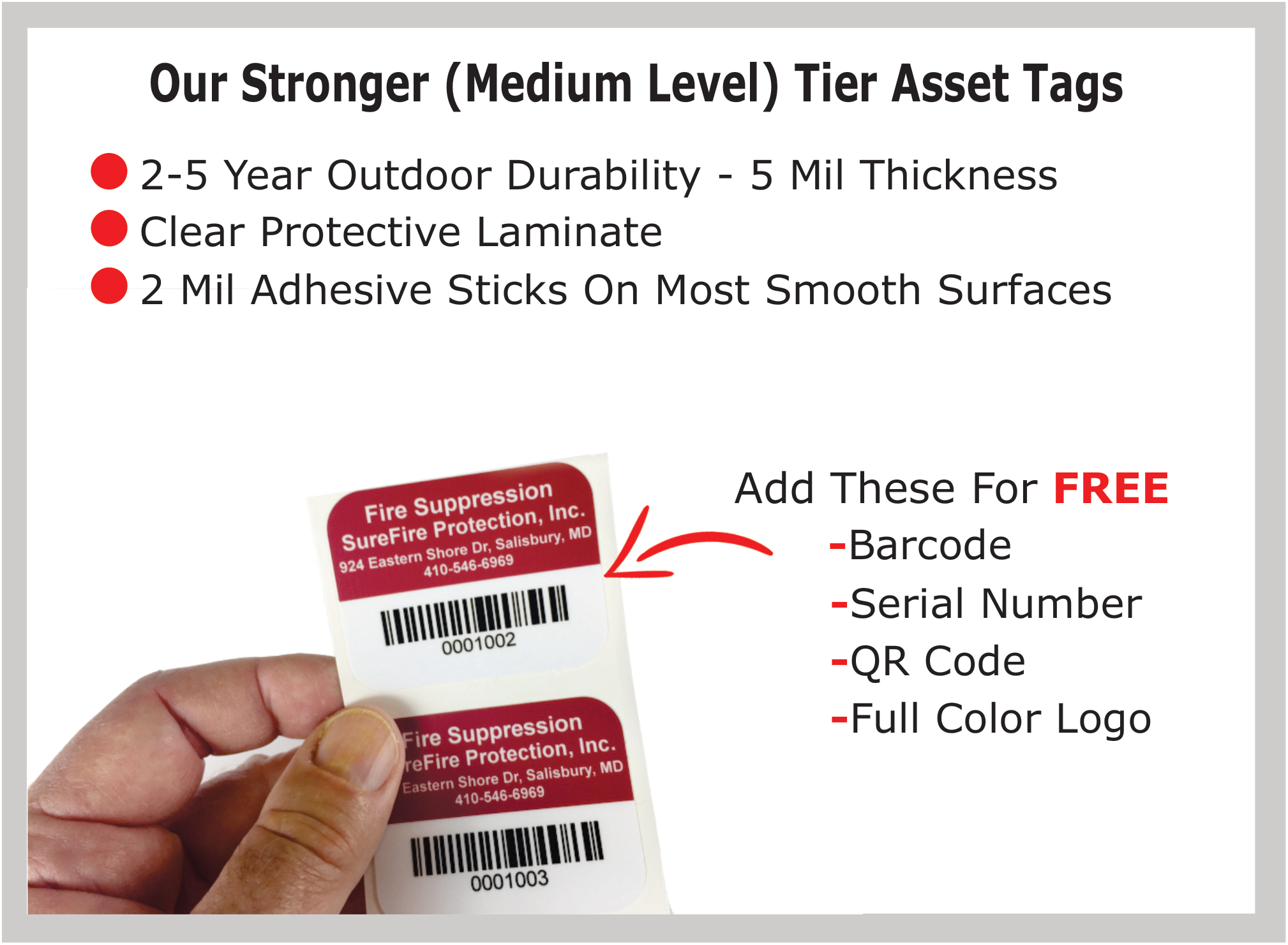 Barcode asset labels on Stronger construction